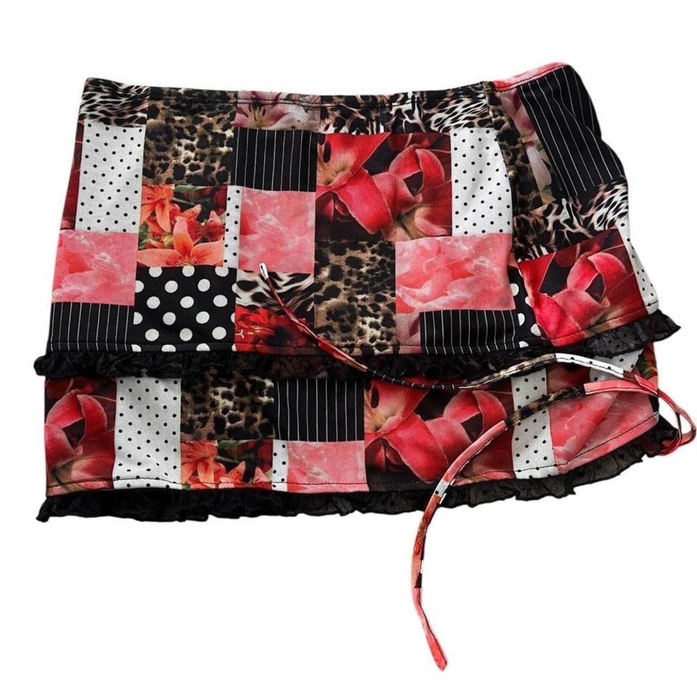 Edikted Size Small Patchwork Mesh Short Mini Skirt - image 2